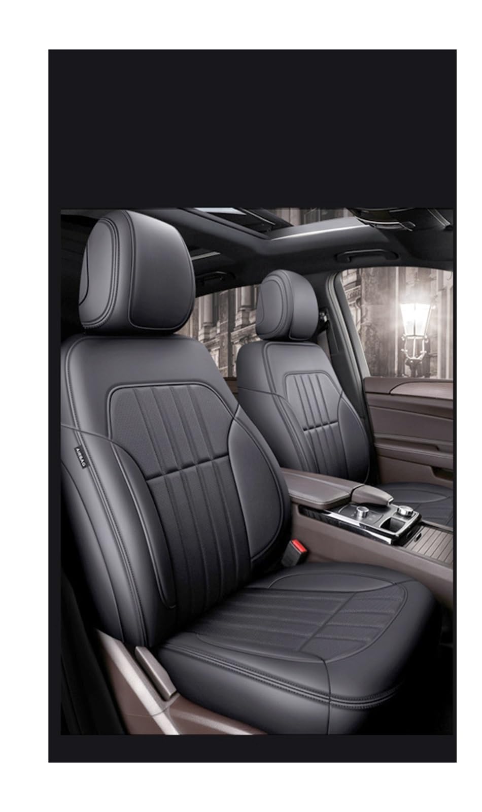 VBVGMZAS Auto Sitzbezüge Passgenauer Autozubehör-Sitzbezug für 5 Sitze, komplettes Set aus Leder für Benz W204 W205 W211 W203, vorne und hinten Sitzbezüge Auto(Gray) von VBVGMZAS