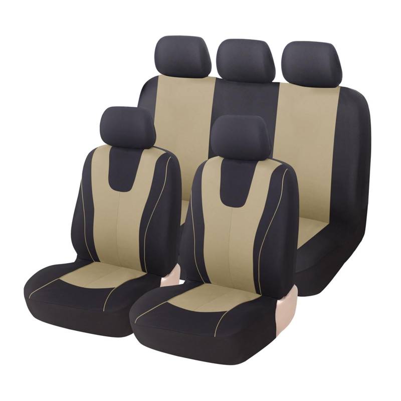 VBVGMZAS Auto Sitzbezüge Stoffschutzkissen Autositzbezüge für Nissan für NV200 für Pathfinder für Rogue für Sentra für Serena Sitzbezüge Auto(5Seats-Beige) von VBVGMZAS
