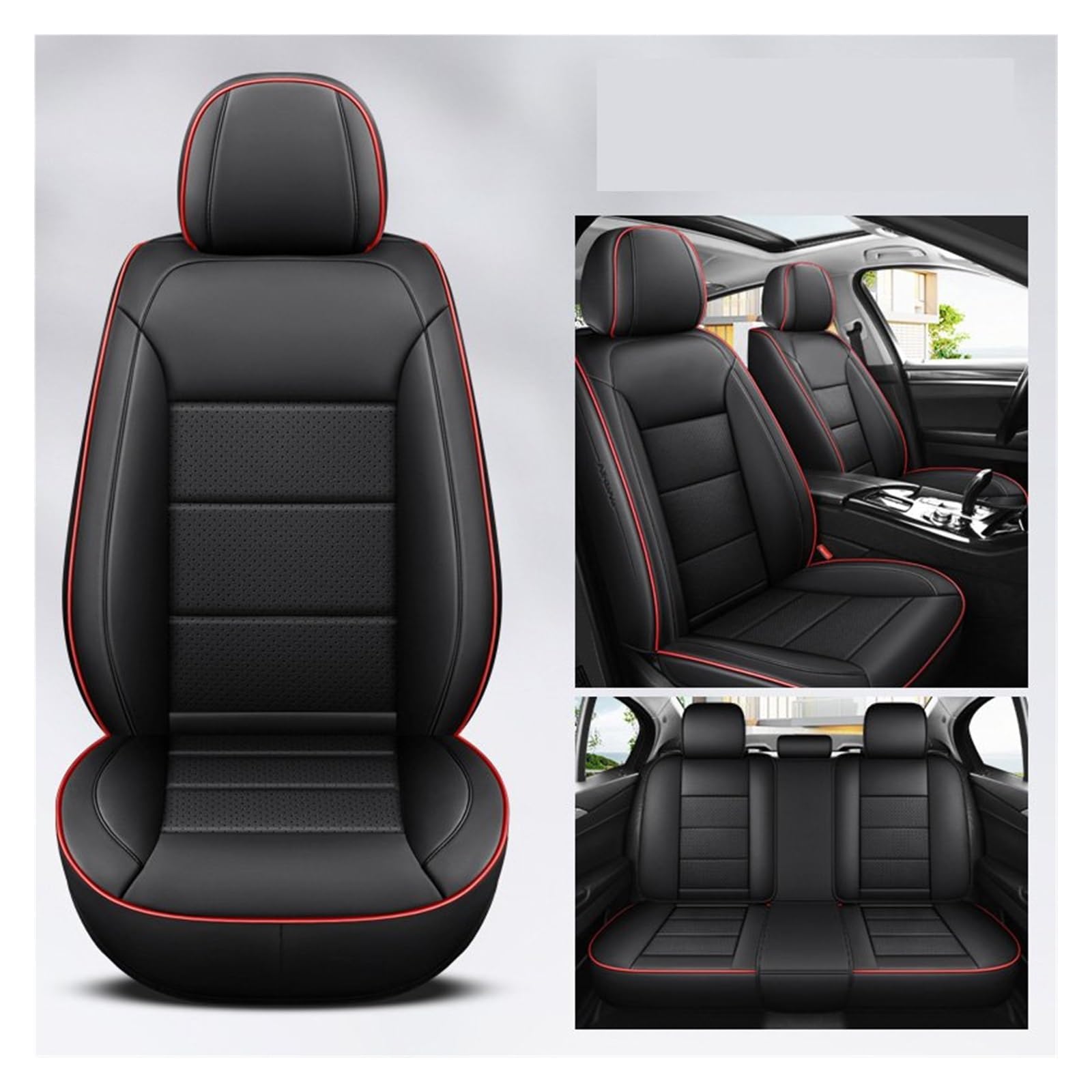 VBVGMZAS Auto Sitzbezüge Universal-Autositzbezüge Aus Leder, Komplettes Set Für A5-Zubehör Sitzbezüge Auto(5 PCS) von VBVGMZAS