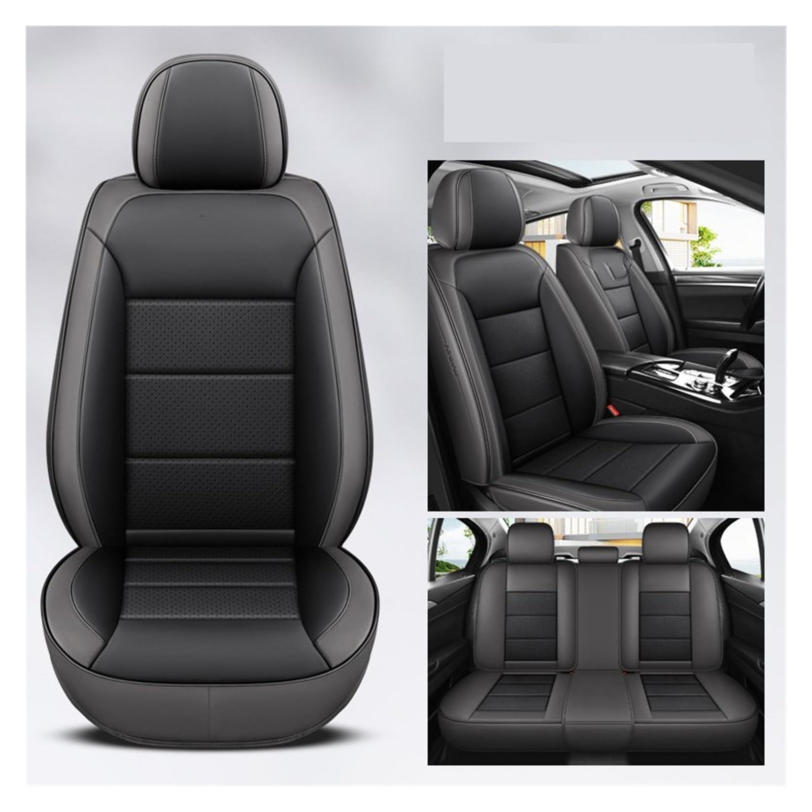 VBVGMZAS Auto Sitzbezüge Universal-Autositzbezüge Aus Leder, Komplettes Set Für A5-Zubehör Sitzbezüge Auto(5 PCS 7) von VBVGMZAS