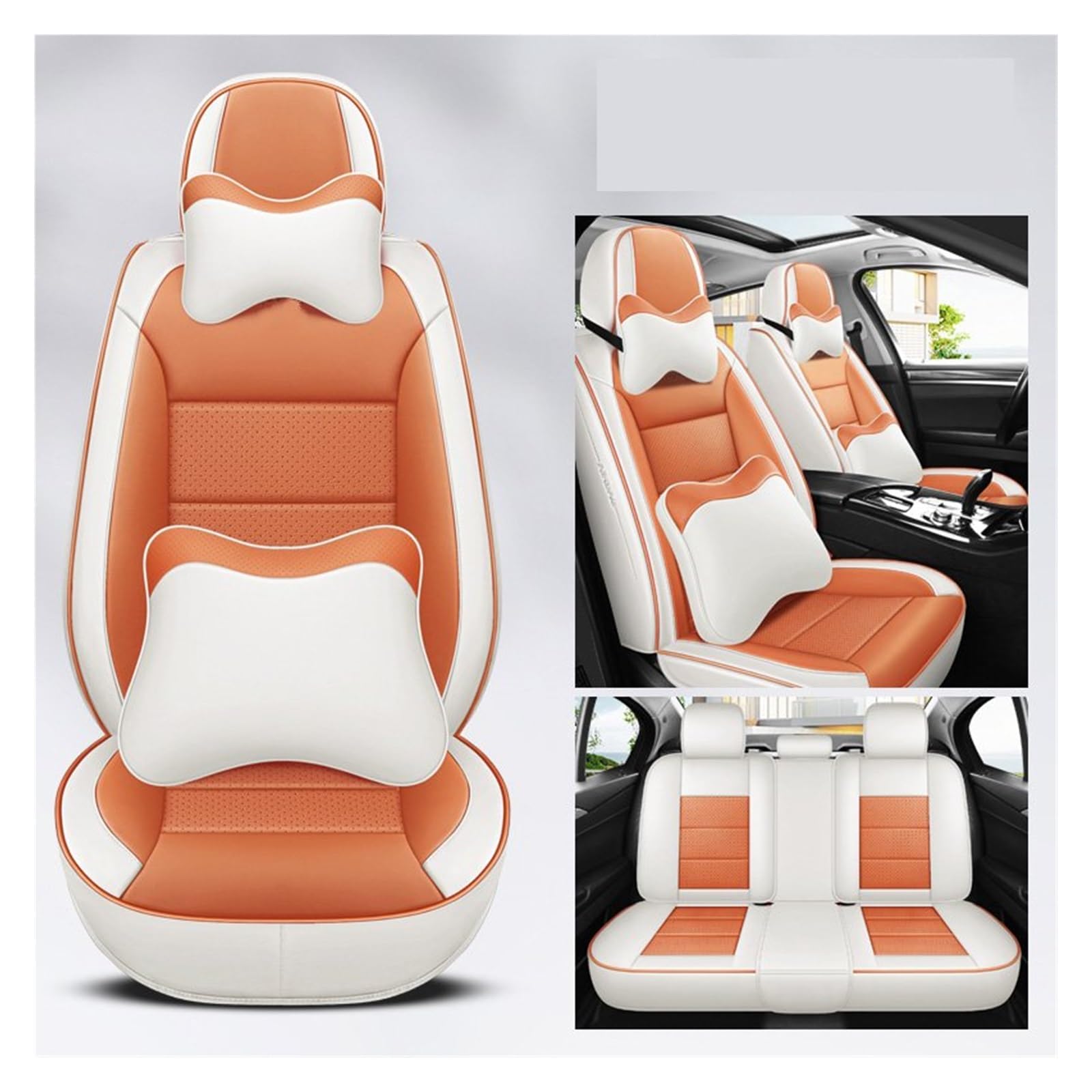 VBVGMZAS Auto Sitzbezüge Universal-Autositzbezüge Aus Leder, Komplettes Set Für A5-Zubehör Sitzbezüge Auto(7 PCS 11) von VBVGMZAS
