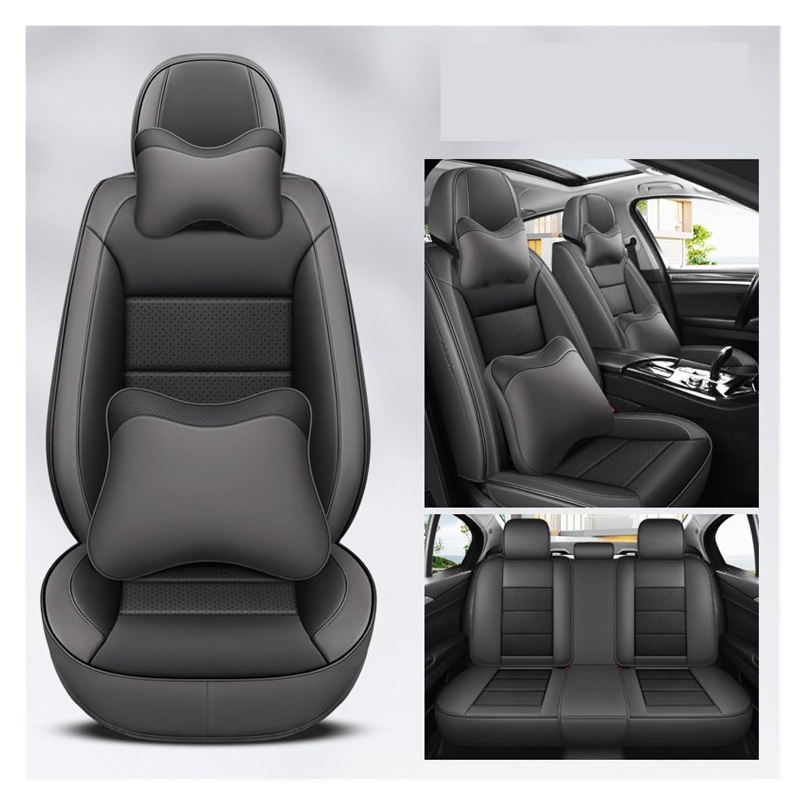 VBVGMZAS Auto Sitzbezüge Universal-Autositzbezüge Aus Leder, Komplettes Set Für A5-Zubehör Sitzbezüge Auto(7 PCS 6) von VBVGMZAS
