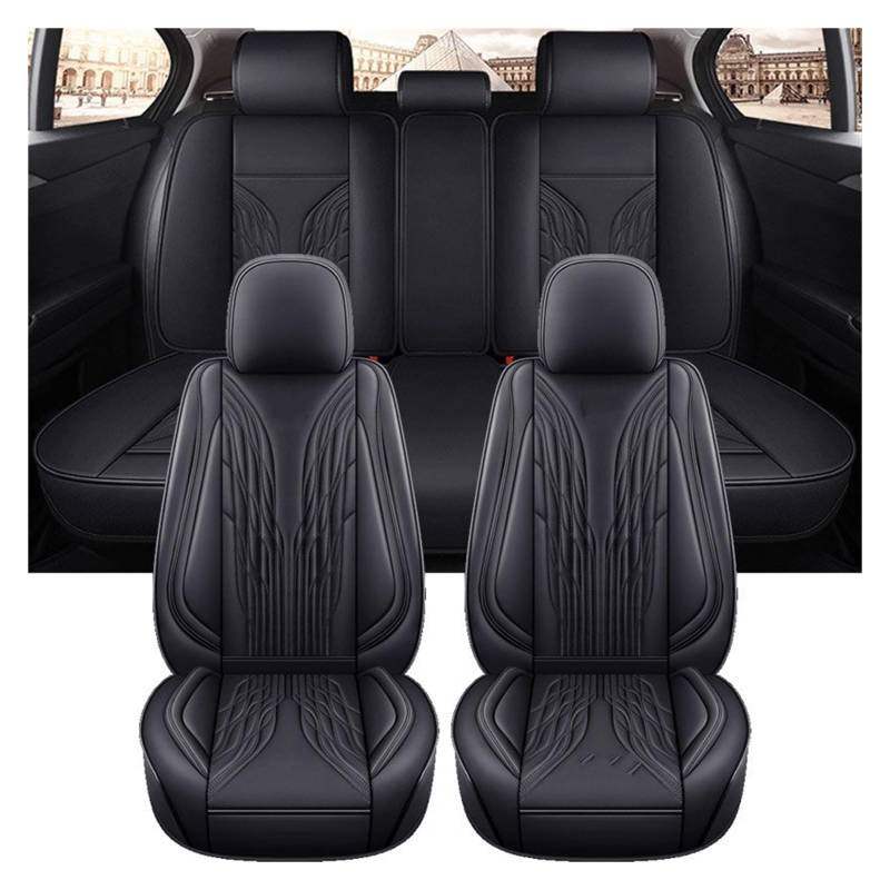 VBVGMZAS Auto Sitzbezüge Universal Autositzbezug Komplettset für Serie 1 E87 F31 Damen Niedlich Schwarz Rot Leder Sitzbezüge Auto(5 PCS 2) von VBVGMZAS