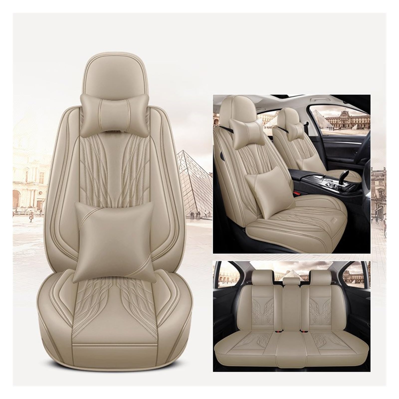 VBVGMZAS Auto Sitzbezüge Universal Autositzbezug Komplettset für Serie 1 E87 F31 Damen Niedlich Schwarz Rot Leder Sitzbezüge Auto(9 PCS 1) von VBVGMZAS