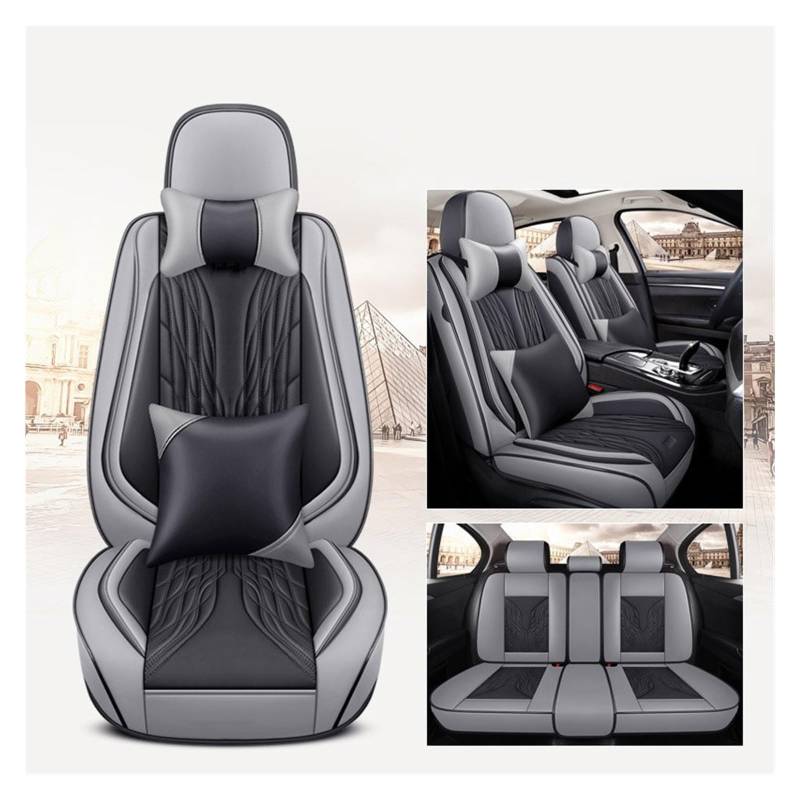 VBVGMZAS Auto Sitzbezüge Universal Autositzbezug Komplettset für Serie 1 E87 F31 Damen Niedlich Schwarz Rot Leder Sitzbezüge Auto(9 PCS 3) von VBVGMZAS