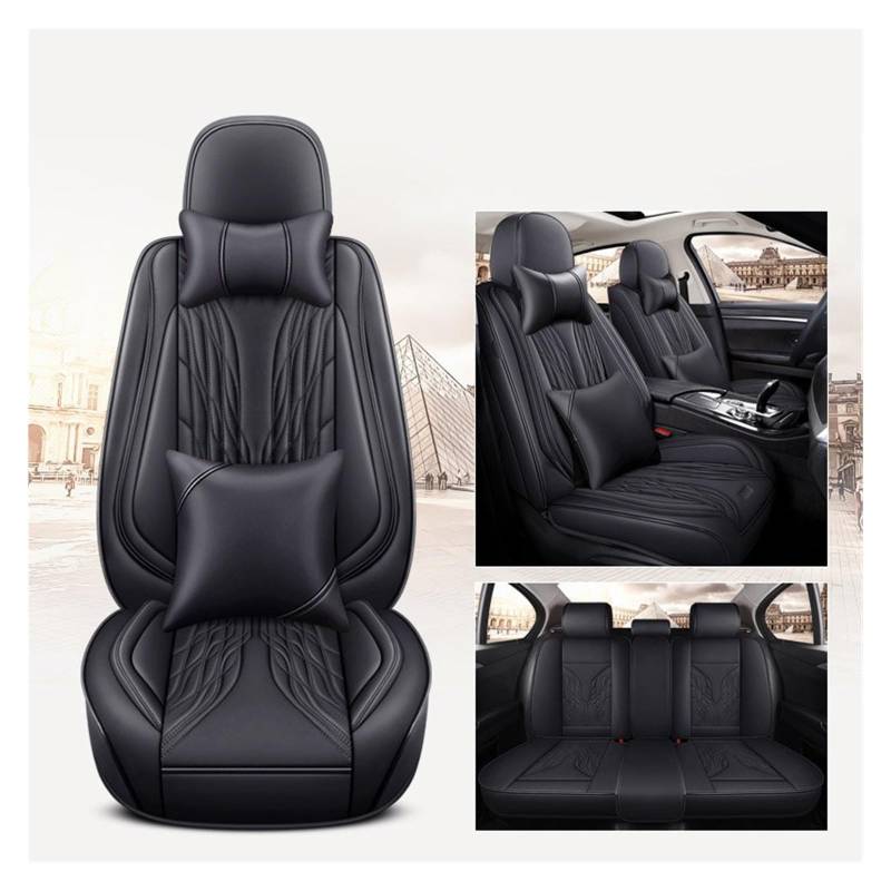 VBVGMZAS Auto Sitzbezüge Universal Autositzbezug Komplettset für Serie 1 E87 F31 Damen Niedlich Schwarz Rot Leder Sitzbezüge Auto(9 PCS 5) von VBVGMZAS