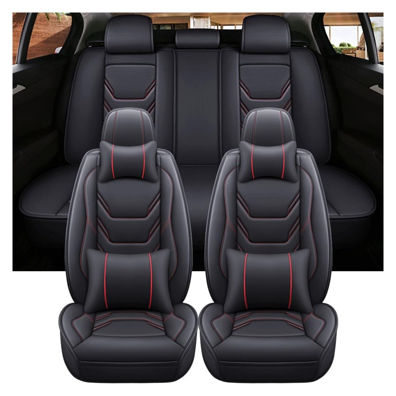 VBVGMZAS Auto Sitzbezüge Universeller Autositzbezug für VW für Nivus, Zubehör, Innenräume, Damen-Autoschutz Sitzbezüge Auto(9 PCS 4) von VBVGMZAS