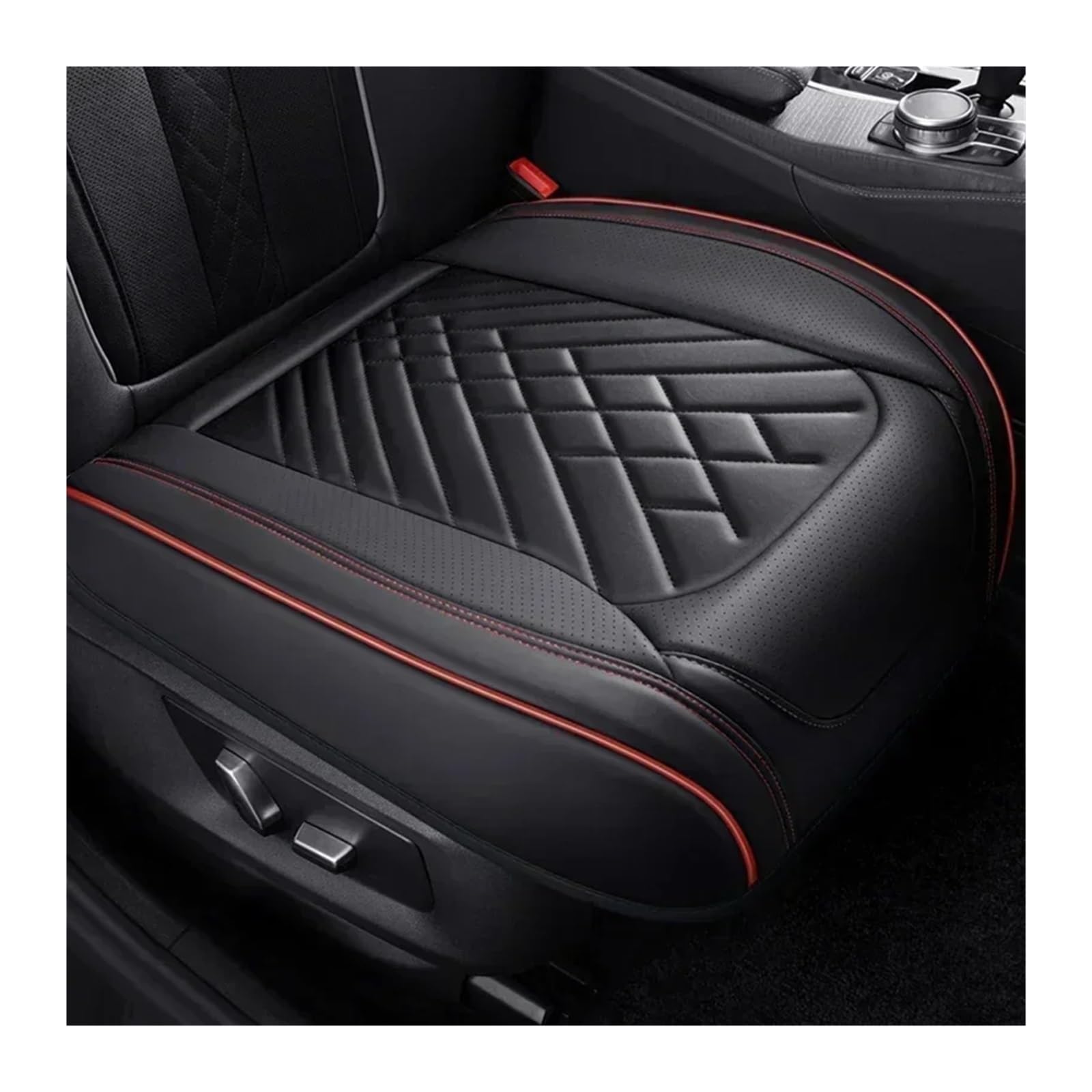 VBVGMZAS Auto Sitzbezüge Vollständige Abdeckung Pu-Leder-Autositzbezug-Kissen für Mitsubishi für Lancer für Pajero für Sport Zinger Autozubehör Sitzbezüge Auto(Black Red 1 Seat) von VBVGMZAS