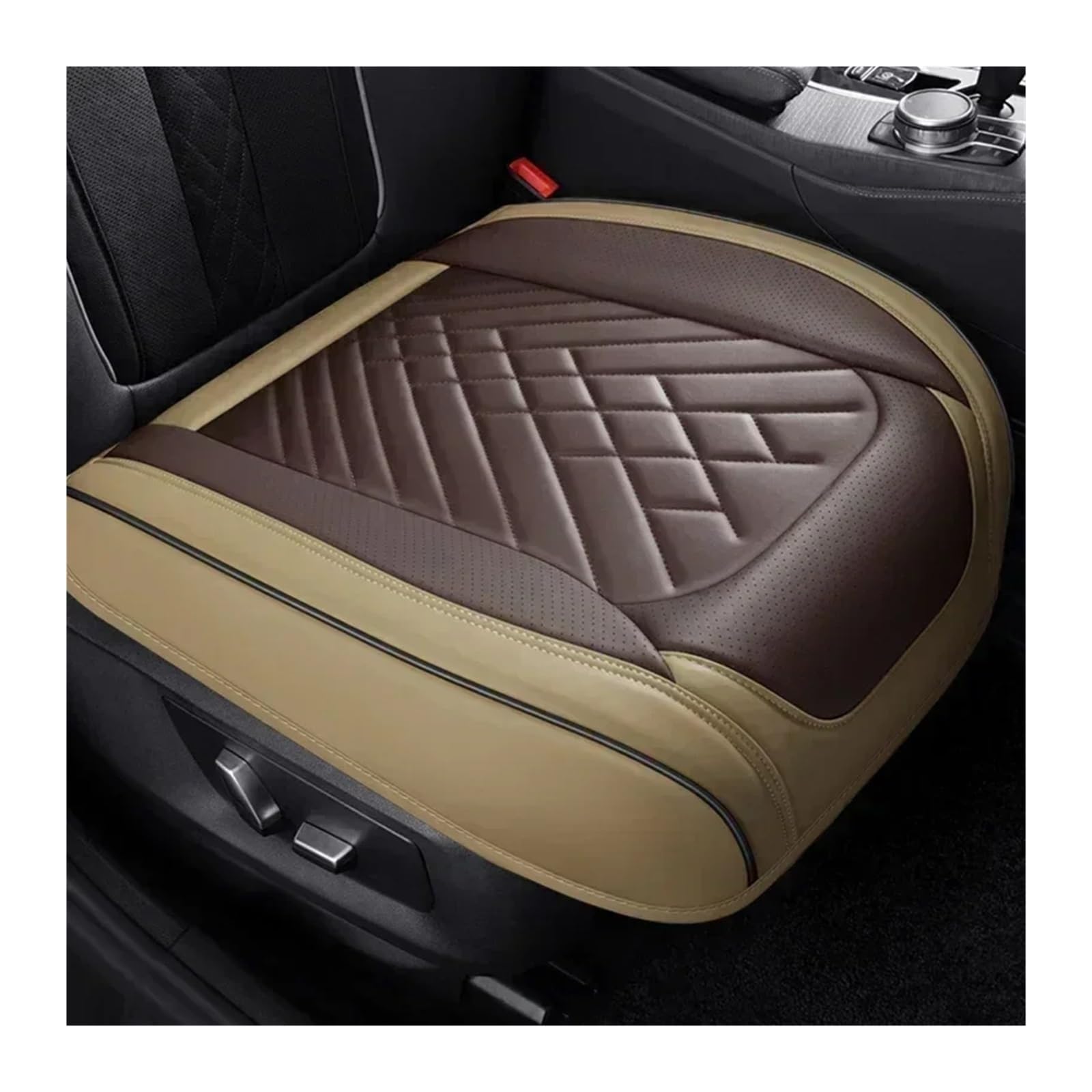 VBVGMZAS Auto Sitzbezüge Vollständige Abdeckung Pu-Leder-Autositzbezug-Kissen für OPEL für Antara für Corsa für Vectra B für Mokka Autozubehör Sitzbezüge Auto(Beige Coffee 1 Seat) von VBVGMZAS