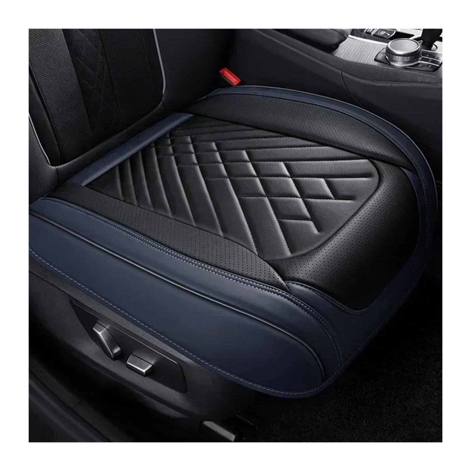VBVGMZAS Auto Sitzbezüge Vollständige Abdeckung Pu-Leder-Autositzbezug-Kissen für OPEL für Antara für Corsa für Vectra B für Mokka Autozubehör Sitzbezüge Auto(Black Blue 1 Seat) von VBVGMZAS
