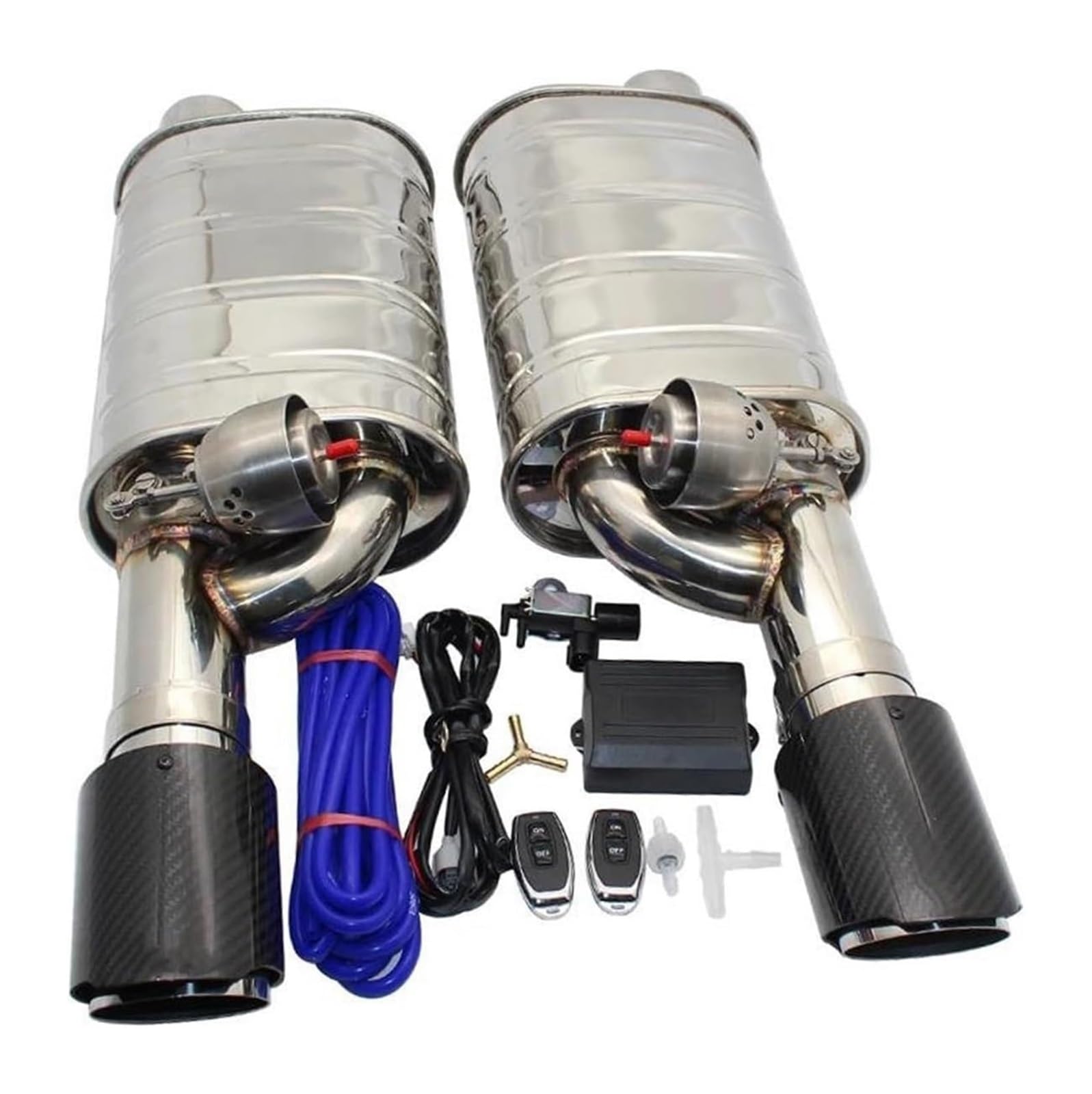 Auto Auspuffanlage Vakuumventil Steuerrohrsatz Fernbedienung Variabler Schalldämpfer Edelstahl Universal 63mm 1 Paar Auspuffspitzen(70MM B) von VBVKEPENDZ