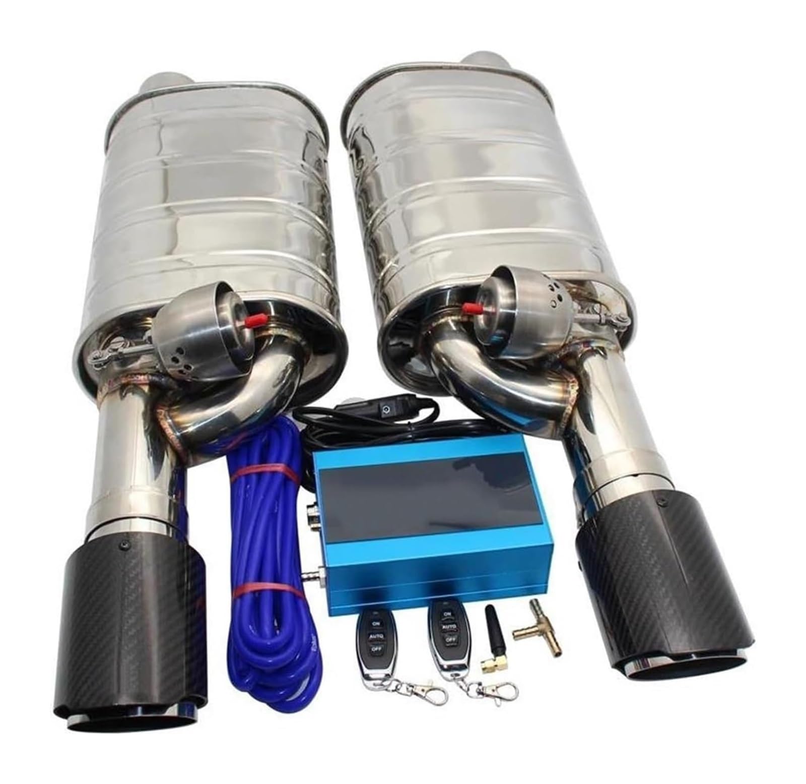 Auto Auspuffanlage Vakuumventil Steuerrohrsatz Fernbedienung Variabler Schalldämpfer Edelstahl Universal 63mm 1 Paar Auspuffspitzen(70MM D) von VBVKEPENDZ