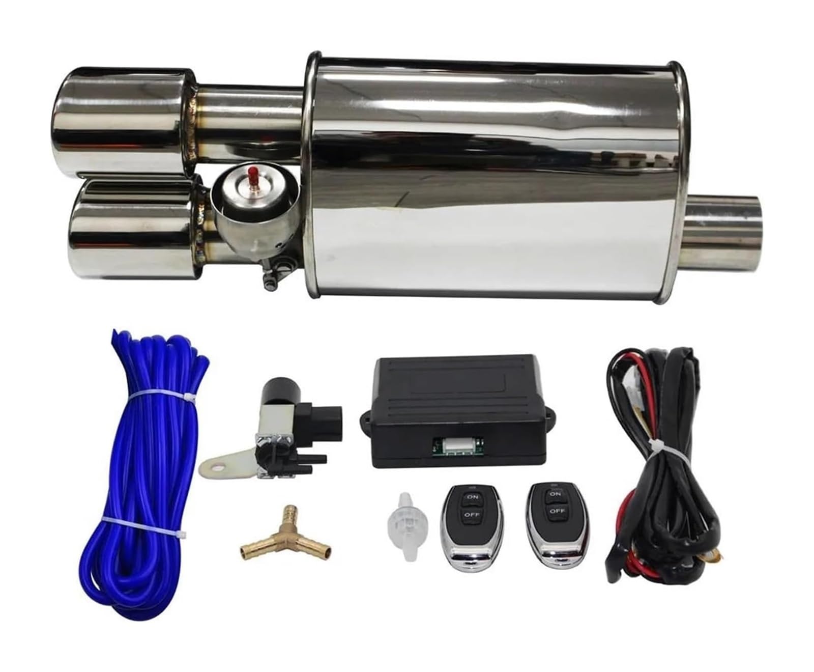 Auto Auspuffanlage Vakuumventil Steuerrohrsatz Variabler Schalldämpfer Edelstahl Universal 51 63 76 Mm Mit Düse Auspuffspitzen(LEFT 63MM B) von VBVKEPENDZ