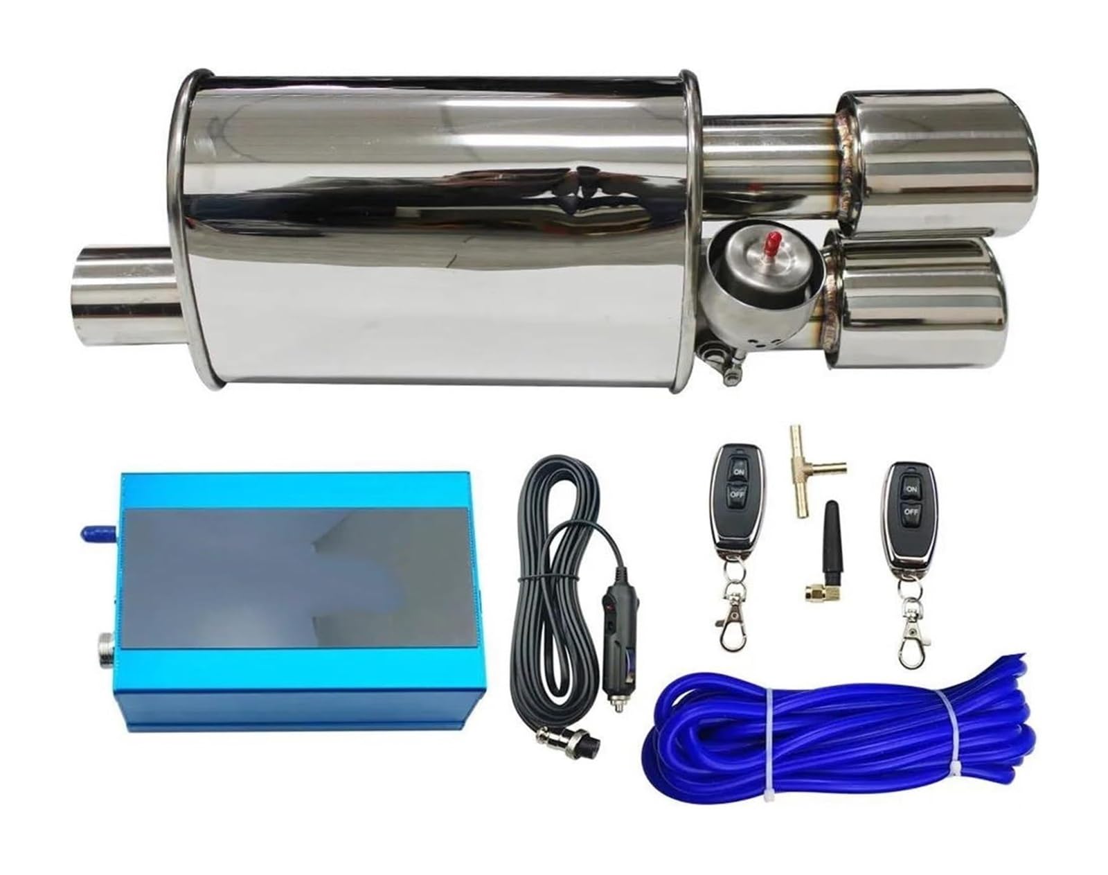 Auto Auspuffanlage Vakuumventil Steuerrohrsatz Variabler Schalldämpfer Edelstahl Universal 51 63 76 Mm Mit Düse Auspuffspitzen(RIGHT 63MM C) von VBVKEPENDZ