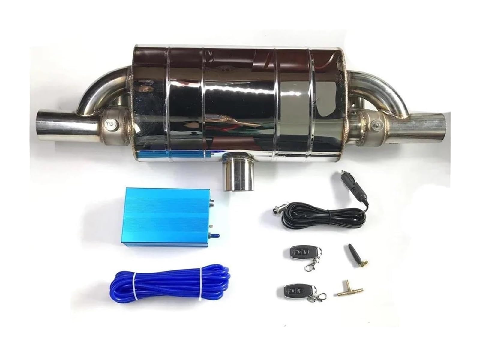 Auto Auspuffrohr Vakuumpumpe Schalldämpfer Mit Variablem Ventil Fernbedienung Edelstahl Universell T-Form Eins Rein Zwei Raus 63 Mm Auspuffspitzen(2.0 inch (51mm) C) von VBVKEPENDZ