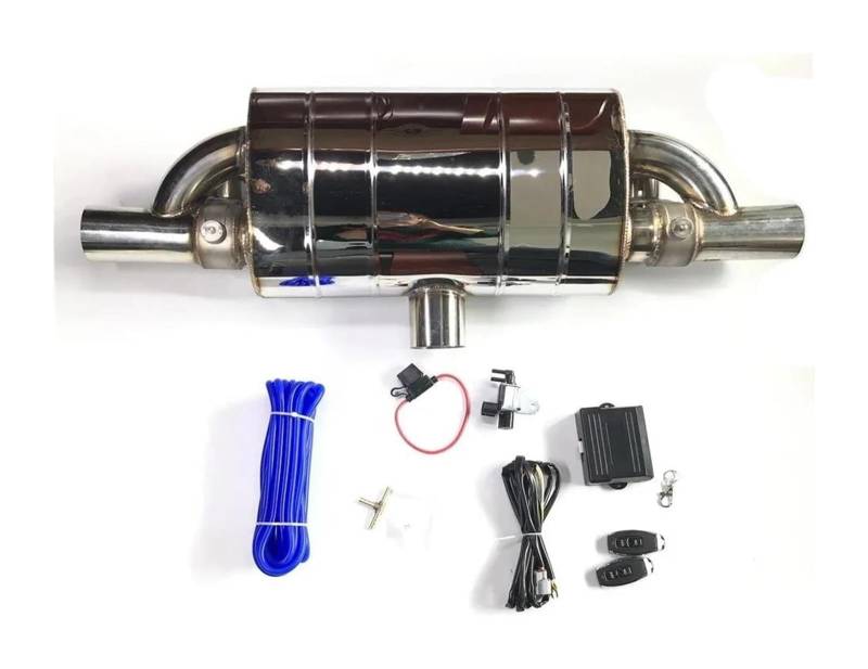 Auto Auspuffrohr Vakuumpumpe Schalldämpfer Mit Variablem Ventil Fernbedienung Edelstahl Universell T-Form Eins Rein Zwei Raus 63 Mm Auspuffspitzen(3.0 inch (76mm) B) von VBVKEPENDZ