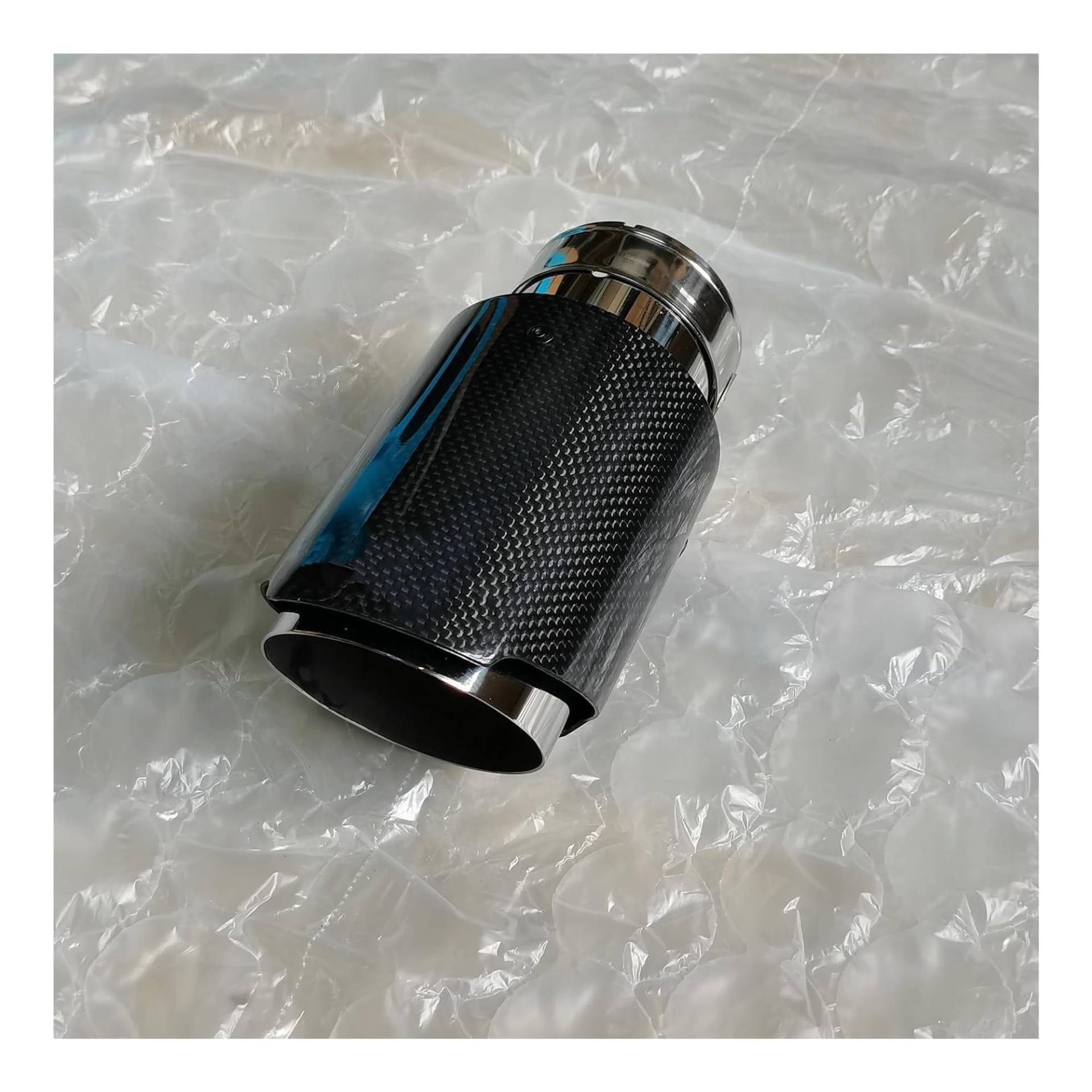 Auto Glänzend Carbon Fiber Auspuffanlage Schalldämpfer Rohrspitze Gerade Universal Silber Edelstahl Dekorationen 1 Stück Auspuffspitzen von VBVKEPENDZ