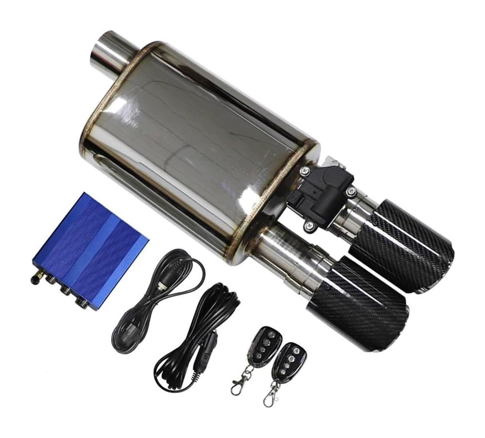 Auto-Schalldämpfer Edelstahl-Auspuffanlage Elektrische Ventilsteuerung Rohrsatz Einstellbarer Winkel Carbon-Düse Auspuffspitzen(LEFT 70MM C) von VBVKEPENDZ