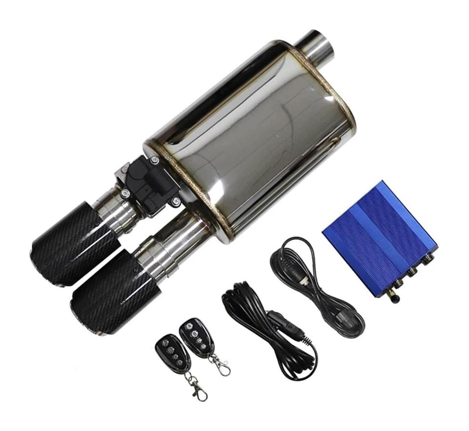 Auto-Schalldämpfer Edelstahl-Auspuffanlage Elektrische Ventilsteuerung Rohrsatz Einstellbarer Winkel Carbon-Düse Auspuffspitzen(RIGHT 51MM C) von VBVKEPENDZ