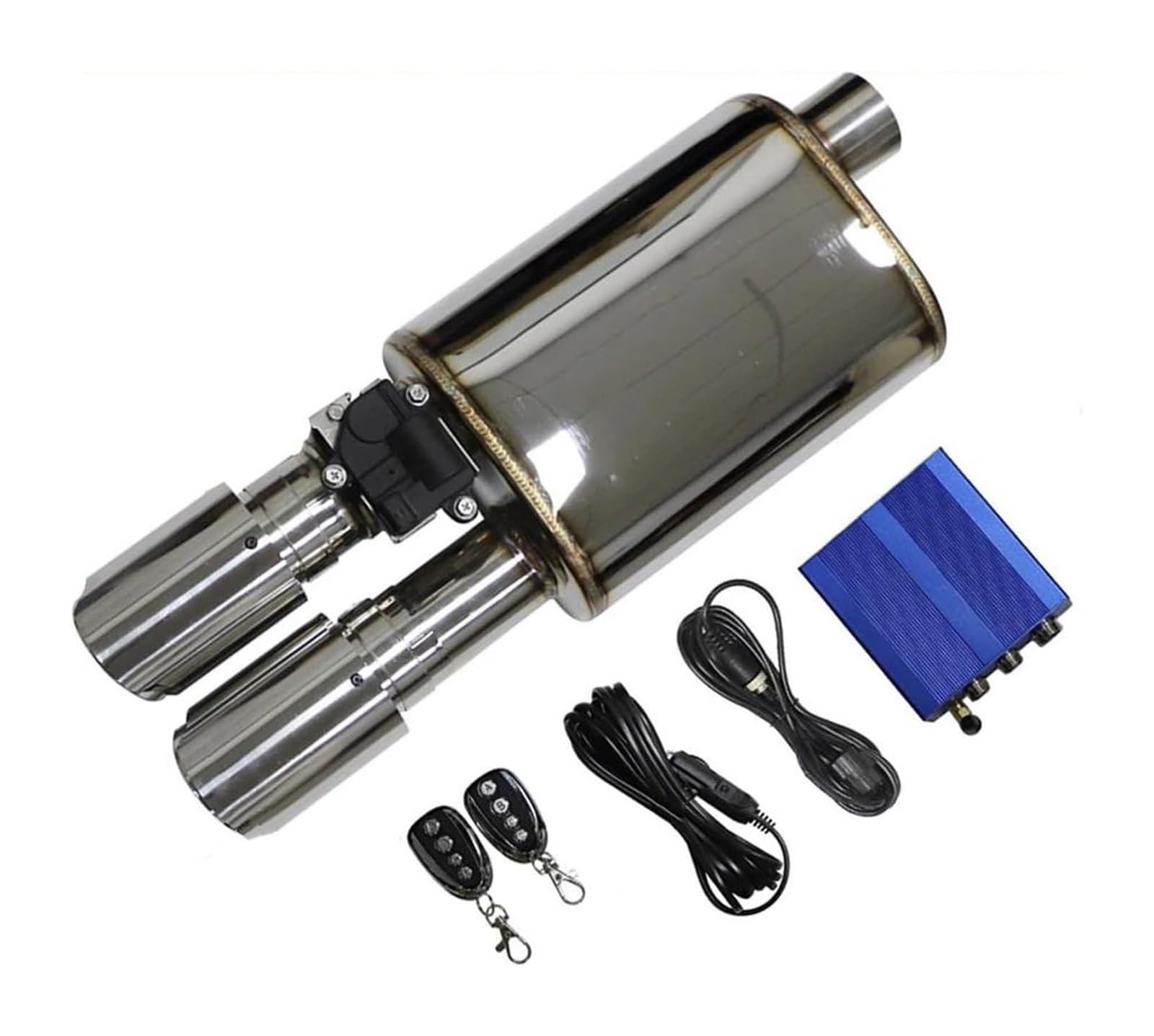 Auto-Schalldämpfer Edelstahl-Auspuffanlage Elektrische Ventilsteuerung Rohrsatz Einstellbarer Winkel Carbon-Düse Auspuffspitzen(RIGHT 76MM B) von VBVKEPENDZ