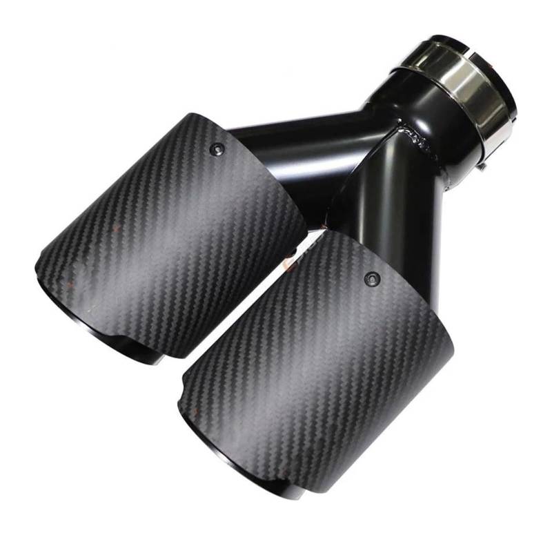 Auto Y Form Matte Carbon Faser Schalldämpfer Spitze Doppel Ausgang Auspuffrohr Düse Dekoration Universal Edelstahl Auspuffspitzen(60-101) von VBVKEPENDZ