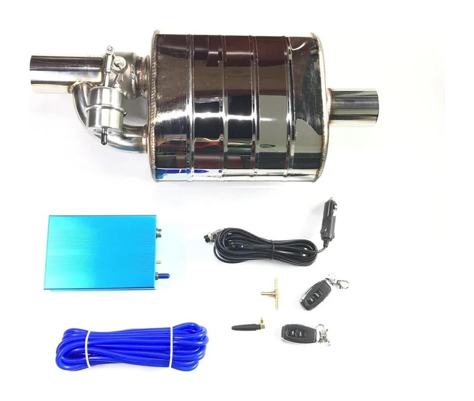 Autoventil Auspuffrohr Vakuumpumpe Variable Schalldämpfer Edelstahl Universal 51mm 63mm Prägung Fernbedienung Auspuffspitzen(76MM+Vacuum Pump) von VBVKEPENDZ