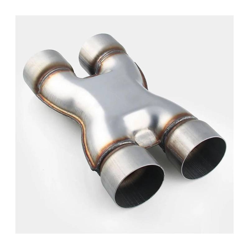 Edelstahl Auto X Rohr 2'' 2,25'' 2,5'' 3'' In/Out Auspuffanlage Universal Schalldämpfer Spitze Vier Weg Auspuff Auspuffspitzen(2.5 inch-2.5 inch) von VBVKEPENDZ