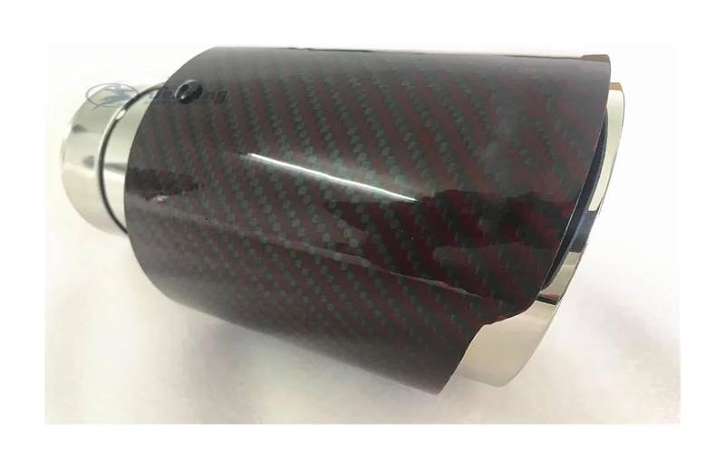 Glänzend Rot Carbon Fiber Edelstahl Universal Auto Auspuff Schalldämpfer Tipps Auspuffspitzen(63 IN-89 OUT) von VBVKEPENDZ