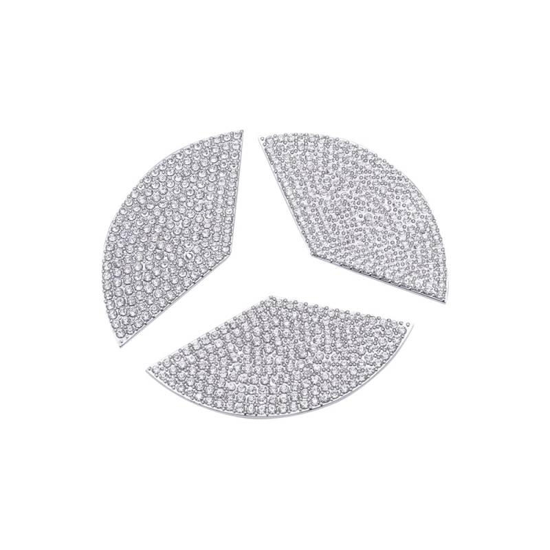 VDARK 3Pcs für Mercedes Benz Bling Lenkrad Emblem Aufkleber Crystal Car Interior Lenkrad Logo Dekoration Zubehör Fit für Mercedes-Benz A E S CLA CLS GLA GLB GLC GLE GLS SL Klasse 49mm von VDARK