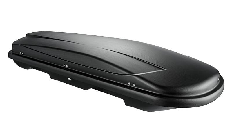 Dachbox schwarz VDP Juxt 600 großer Dachkoffer 600 Liter abschließbar + Alu-Relingträger Dachgepäckträger Quick aufliegende Reling im Set kompatibel mit BMW X5(F15) ab 2014 bis von VDP