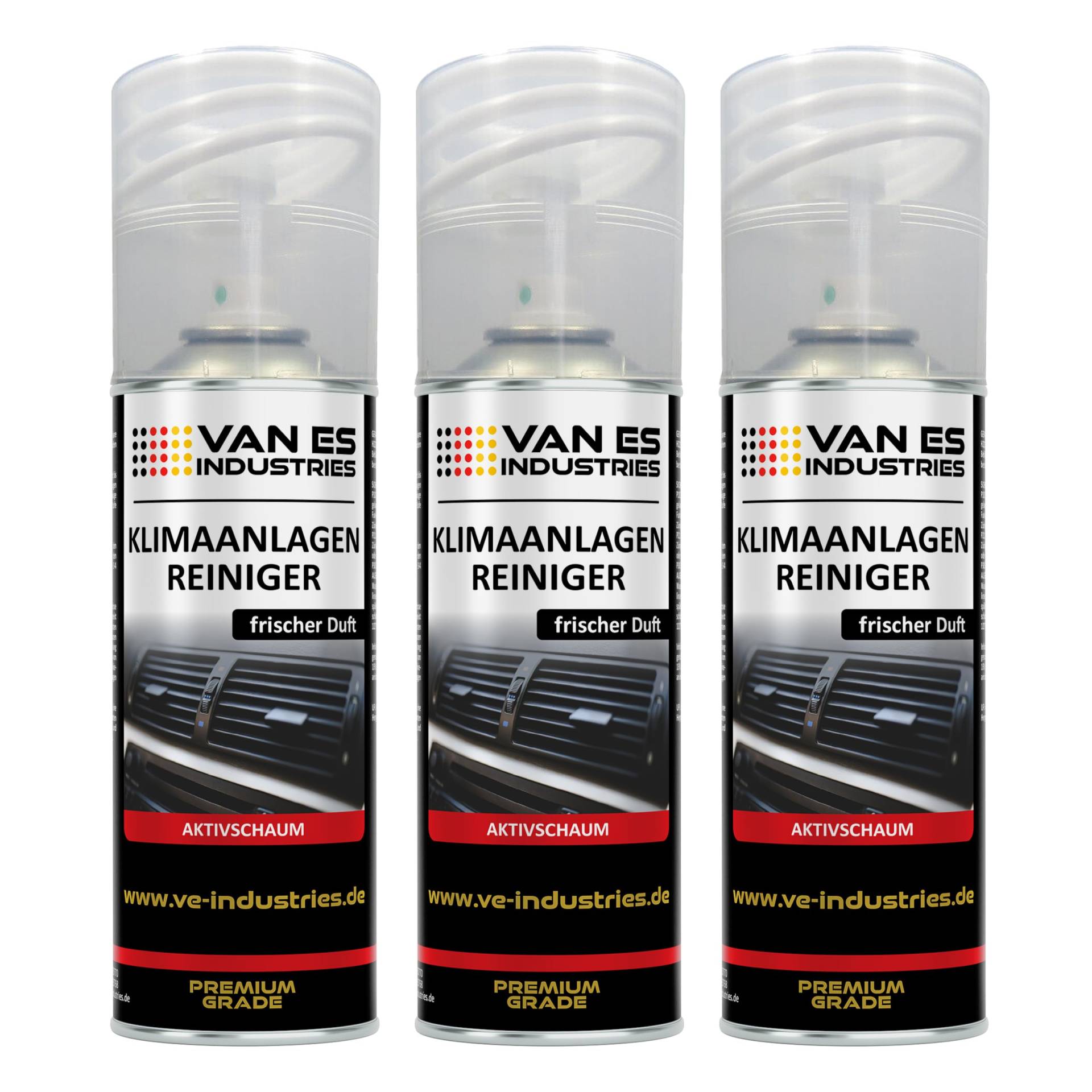 VE-INDUSTRIES Klimaanlagenreiniger 3X 400ml Spray mit 60cm Sonde Aktivschaum Reiniger von VE-INDUSTRIES