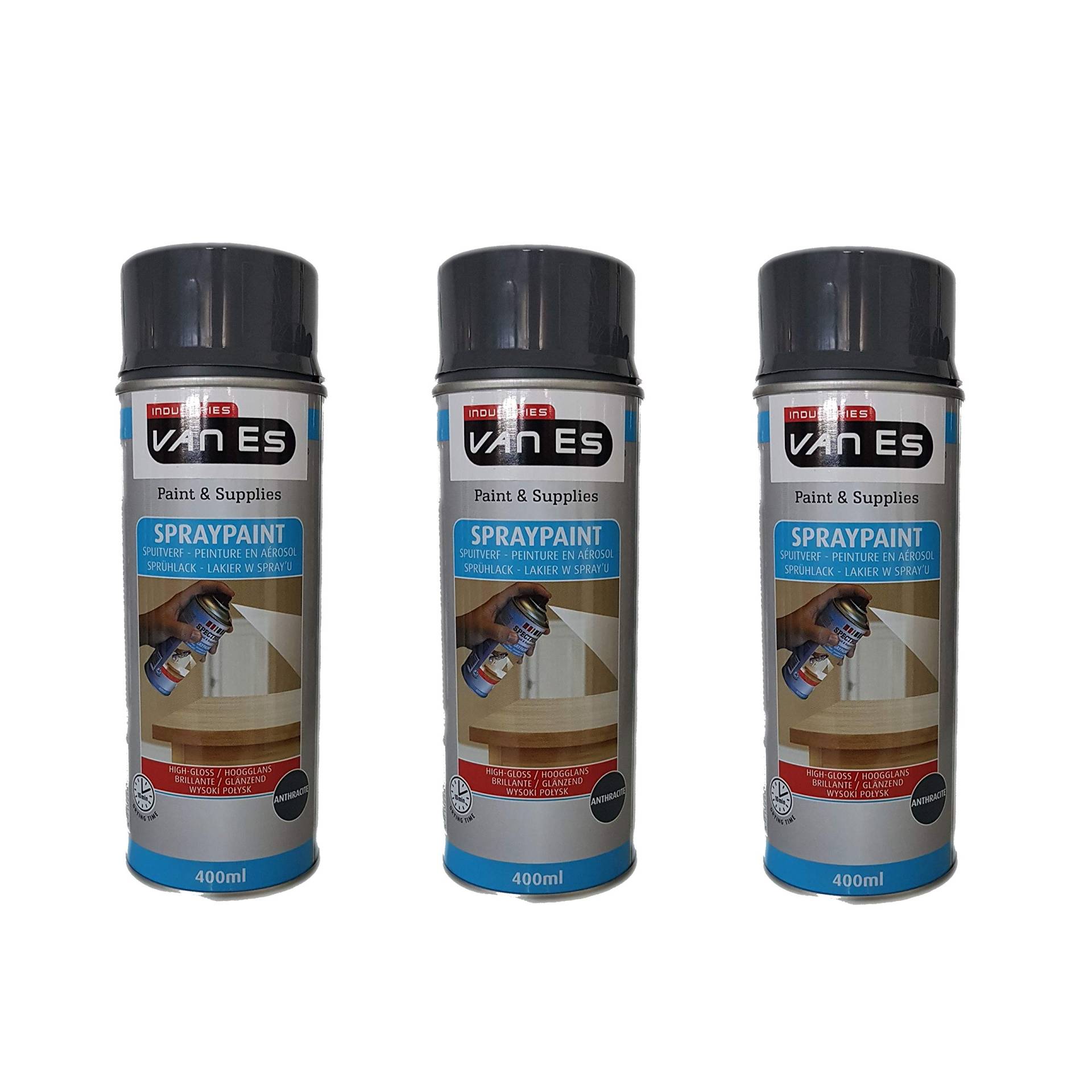 VE-INDUSTRIES Sparpack 3X 400ml Lackspray Sprühlack Zaunlack Farbe Anthrazit grau, 10 Jahre haltbar* von VE-INDUSTRIES