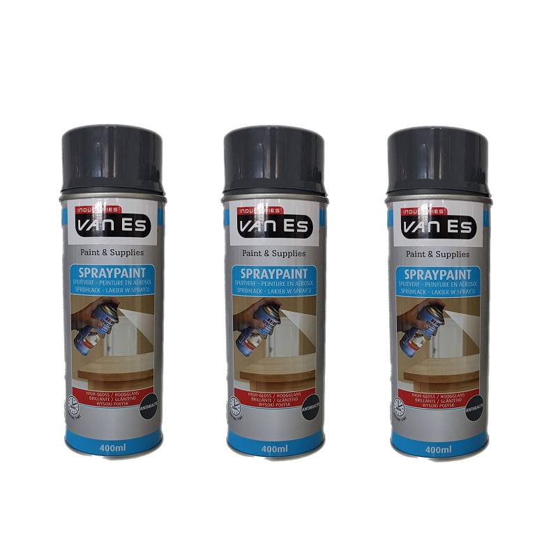 VE-INDUSTRIES Sparpack 3X 400ml Lackspray Sprühlack Zaunlack Farbe Anthrazit grau, 10 Jahre haltbar* von VE-INDUSTRIES
