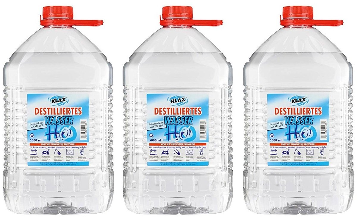 VECARO Destilliertes Wasser 15 Liter 3 Kanister zu je 5 Liter von Chemica