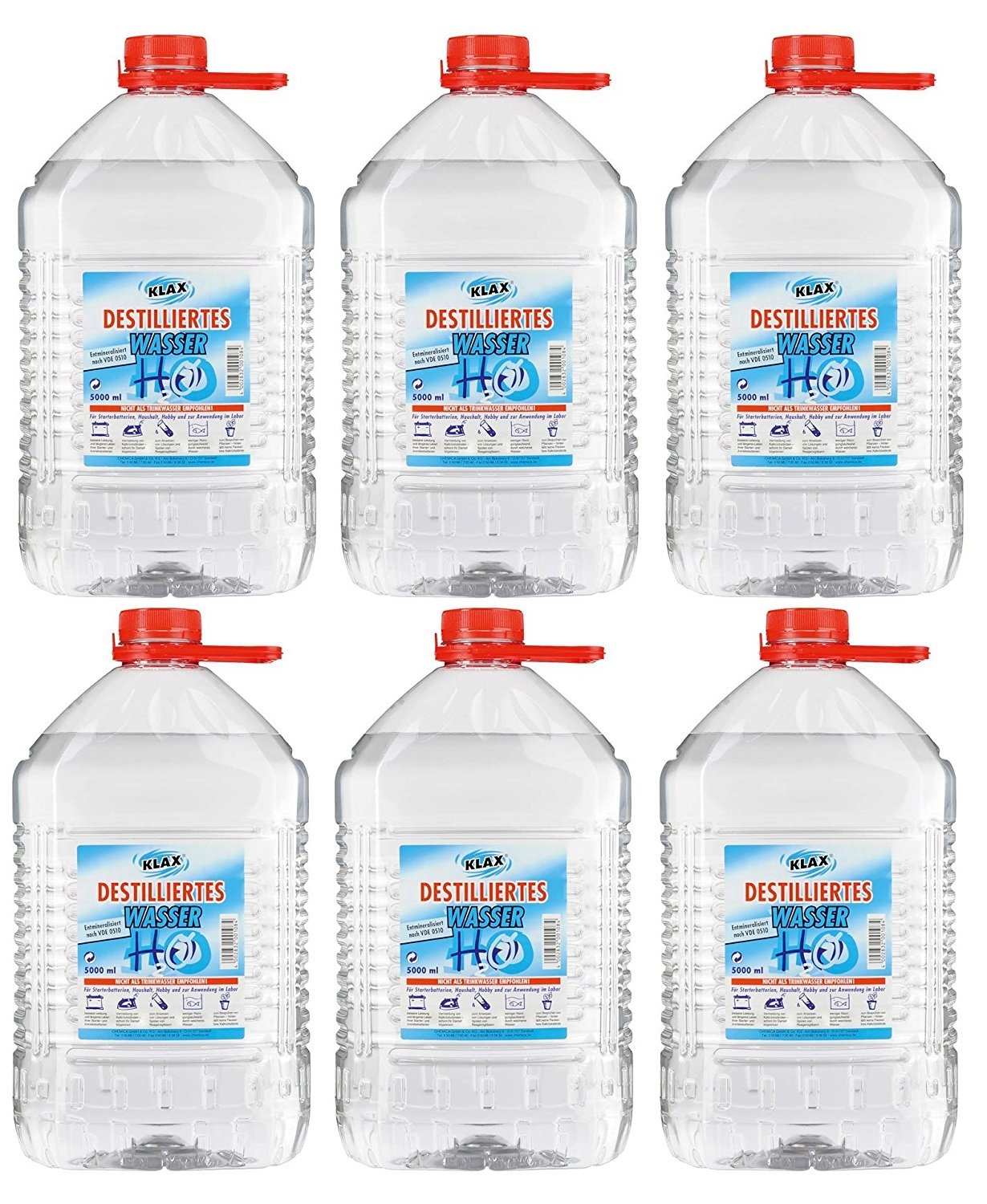VECARO Destilliertes Wasser 30 Liter 6 Kanister zu je 5 Liter VECARO Destilliertes Wasser 30 Liter 6 Kanister zu je 5 Liter von Chemica