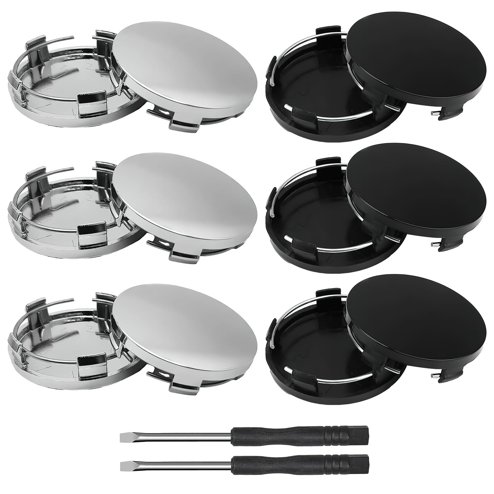 VEGCOO 12 Stück Radnabenkappen 60mm, 6 Stück Schwarz Nabendeckel + 6 Stück Silber Radnabenabdeckung mit 1 Schraubendreher, Felgenkappen Universal Nabenkappen ABS Felgendeckel für die Meisten Autos VEGCOO 12 Stück Radnabenkappen 60mm, 6 Stück Schwarz Nabendeckel + 6 Stück Silber Radnabenabdeckung mit 1 Schraubendreher, Felgenkappen Universal Nabenkappen ABS Felgendeckel für die Meisten Autos von VEGCOO