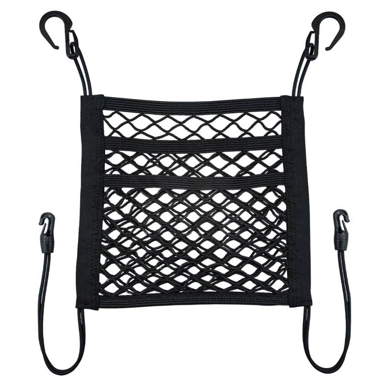 VEHIRIE Gepäcknetz Autositz Netz Auto Net Zwischen Vordersitze Netztasche Universal 3 Lagiger Auto Aufbewahrung Organizer 30 x 27 cm Vordersitz Aufbewahrungsnetz Hundegitter von VEHIRIE