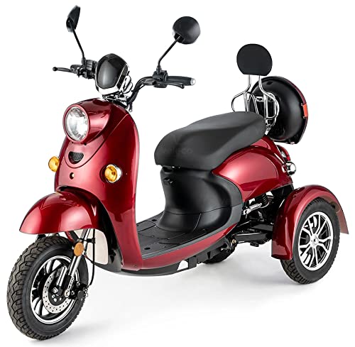 VELECO ZT63 - Mobilitätsroller mit 3 Rädern – komplett montiert und fahrbereit – Design im italienischen Stil – hohe Ladekapazität – bequemer Sitz - Dreirad (ROT) von VELECO