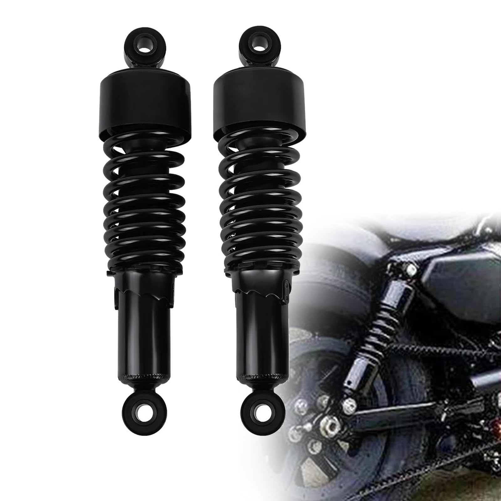 2Pcs Motorrad 267mm Hinten Stoßdämpfer Einstellbare Schocks Frühling Für Harley Sportster 883 XL883 1200 Schwarz 10,5 Zoll Zubehör von VELLOW