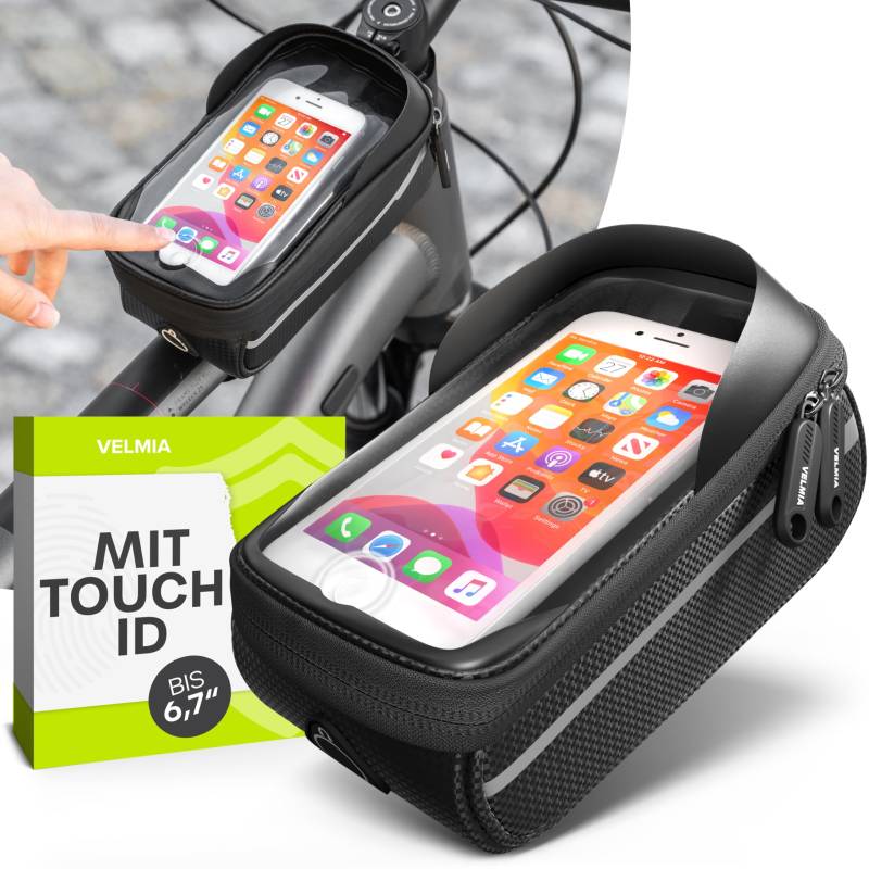 VELMIA Fahrrad Rahmentasche Wasserdicht - Handyhalterung ideal zur Navigation - Fahrradtasche Rahmen, Fahrrad Handytasche, Fahrradzubehör von VELMIA