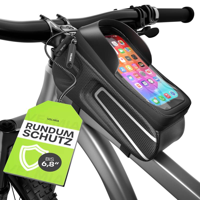 VELMIA Fahrrad Rahmentasche Wasserdicht - Fahrrad Handyhalterung ideal zur Navigation - Fahrradtasche Rahmen, Fahrrad Handytasche, Fahrradzubehör von VELMIA