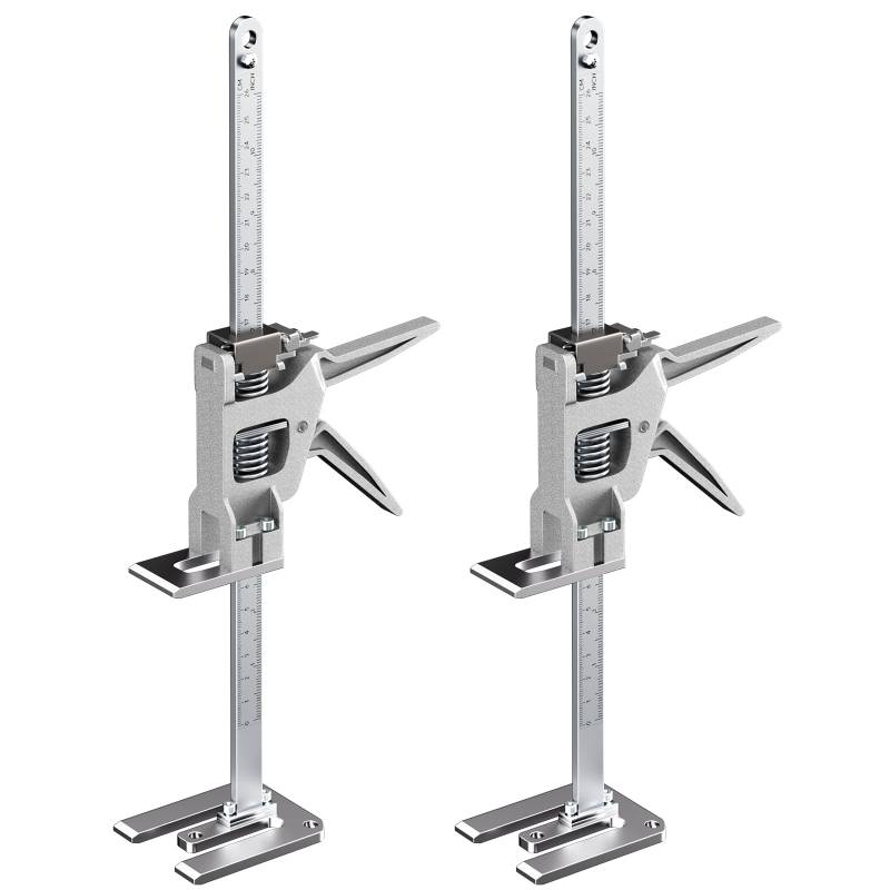 2 Stück 30.4cm Arbeitssparender Heber mit Skala, Arbeitssparende Hebebühnen, Fliesenheber bis zu 200KG, Hubhöhe 14,5cm, Hebevorrichtung für Möbel, Tür, Schrank, Gipskartonplatten, Fliesenheber von VELPAX