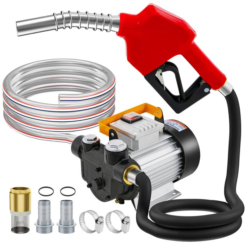 Dieselpumpe 550W 20-60l/min Heizölpumpe Ölabsaugpumpe, 220V Dieselpumpe Leistungsstarker 4m Druckschlauch und Zapfpistole Kraftstoffpumpe Ölpumpe von VELPAX