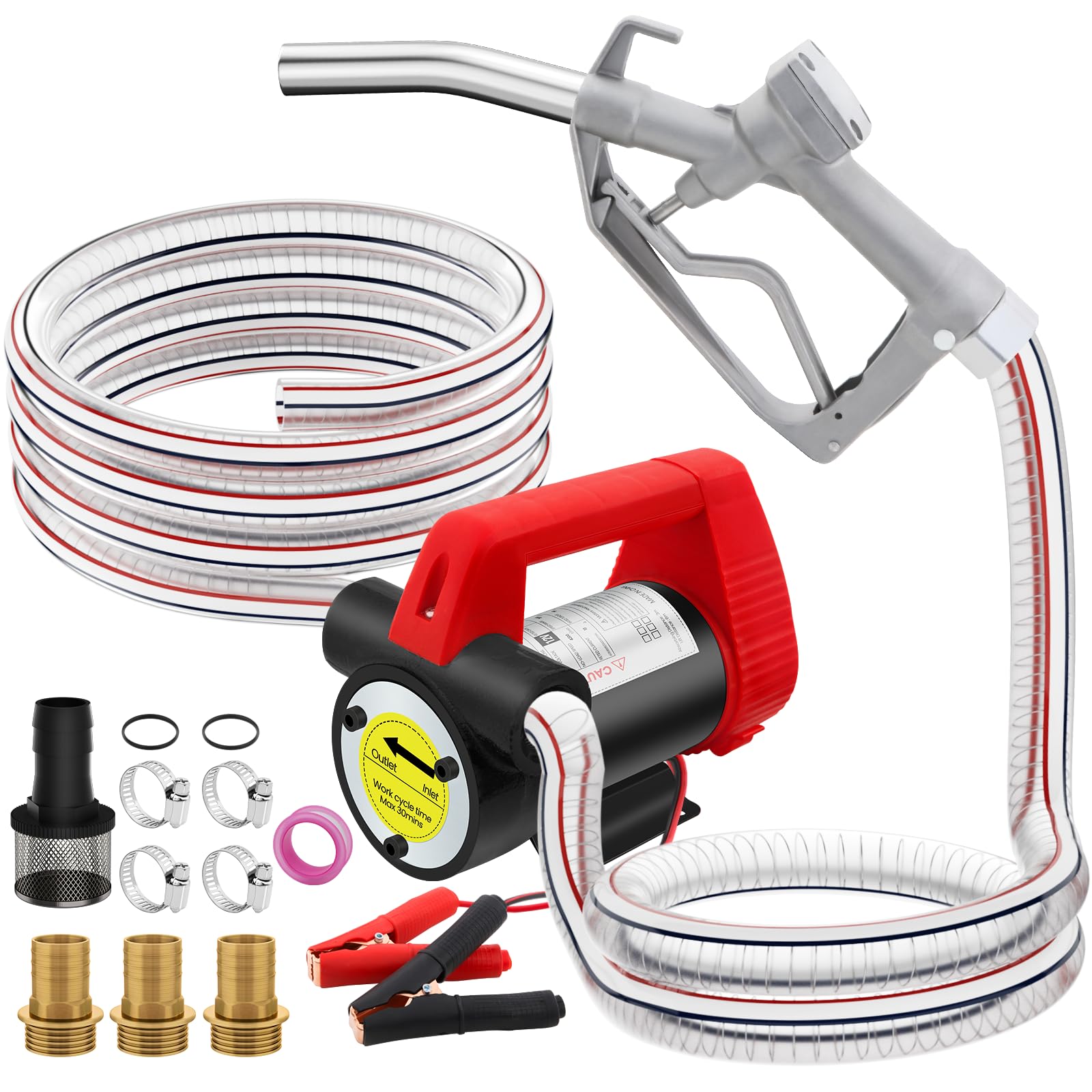 Dieselpumpe Umfüllpumpe 12V 200W Absaugpumpe Kraftstoffpumpe, 45L/Min Selbstansaugende Kraftstoffumfüllpumpe mit Düse & Schlauch für Diesel Dieselpumpe Umfüllpumpe 12V 200W Absaugpumpe Kraftstoffpumpe, 45L/Min Selbstansaugende Kraftstoffumfüllpumpe mit Düse & Schlauch für Diesel von VELPAX