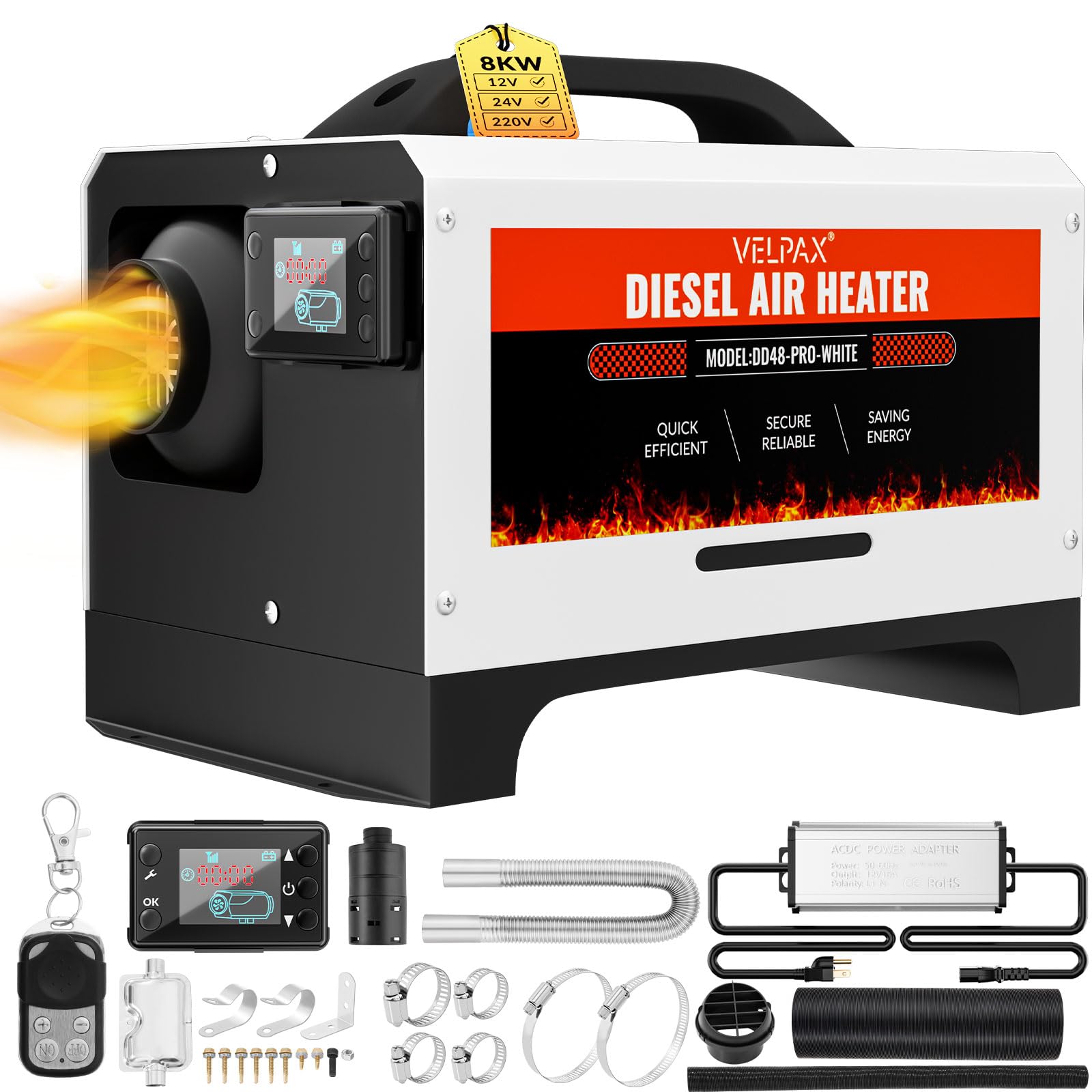 VELPAX Diesel Luftheizung All in One 8KW Dieselheizung,mit Fernbedienung & LCD-Schalterdisplay 12V & 24V & 110-240V Tragbare Dieselheizung für LKW Schnelles Aufheizen Bus,usw,RV Boote. VELPAX Diesel Luftheizung All in One 8KW Dieselheizung,mit Fernbedienung & LCD-Schalterdisplay 12V & 24V & 110-240V Tragbare Dieselheizung für LKW Schnelles Aufheizen Bus,usw,RV Boote. von VELPAX