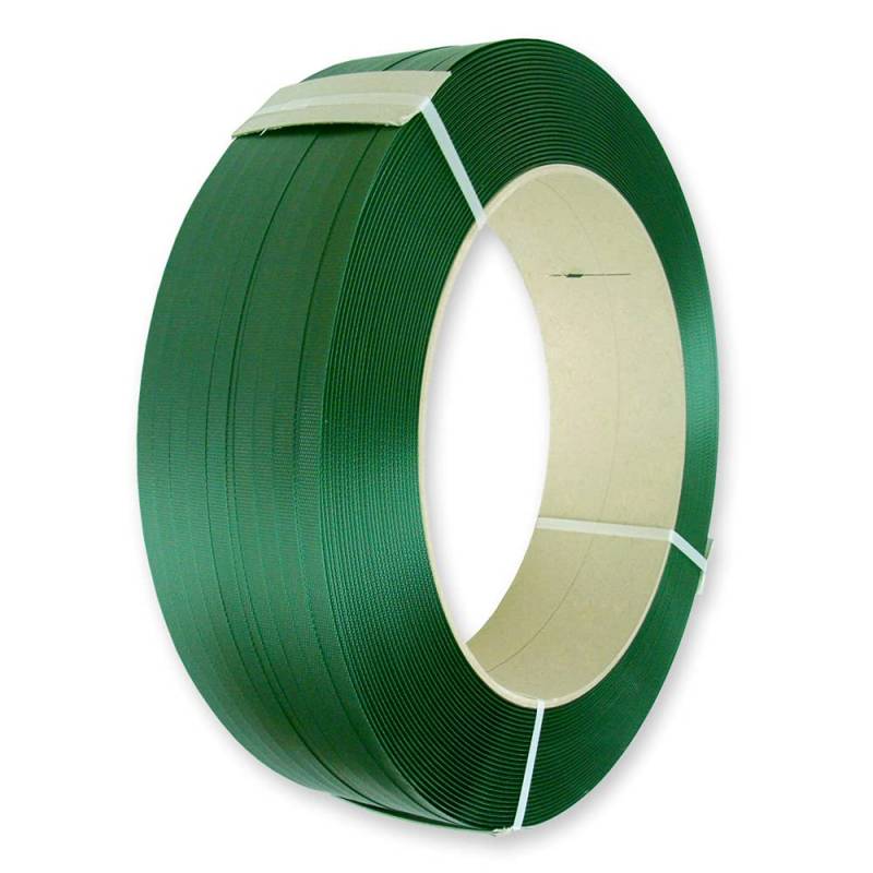 PET-Umreifungsband 15,5 x 0,6 mm, 2000 m, grün, Kern 406 mm, Reißfestigkeit 390 kg für Umreifungsgerät bis 16 mm von VEMATEC