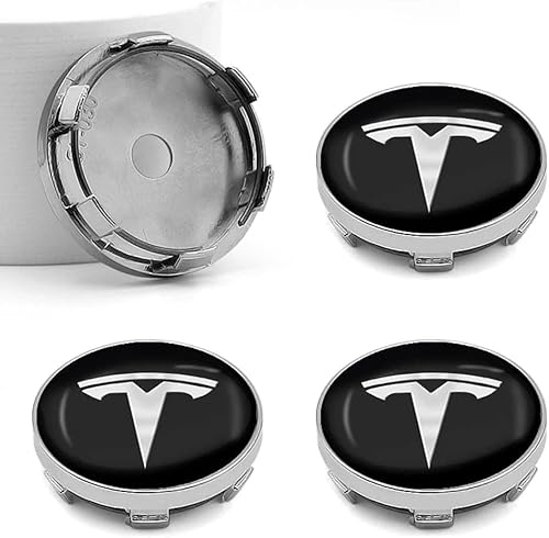 4 Stück Nabendeckel, für Tesla Model 3 2021 S X Y Style Roadster 60mm Auto Felgendeckel Wasserdicht Staubdicht Schmücken Zubehör von VENBER
