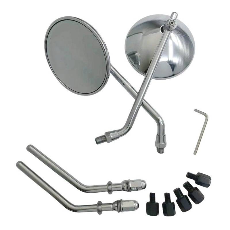 Rückspiegel 10mm Runde Motorrad Rückspiegel Schwarz Seite Spiegel Für Bonneville Für 883 Touring von VENHIRL