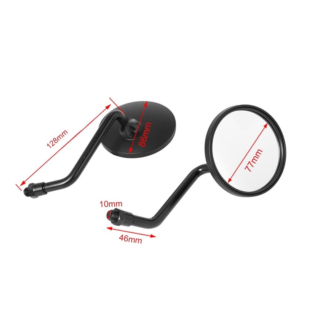 Rückspiegel 2 Teile/para 8mm 10mm Motorrad Rearview Außenspiegel Konvexen Chrom/Schwarz Runde Spiegel Short Stem Für von VENHIRL