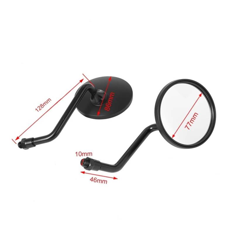 Rückspiegel 2 Teile/para 8mm 10mm Motorrad Rearview Außenspiegel Konvexen Chrom/Schwarz Runde Spiegel Short Stem Für von VENHIRL